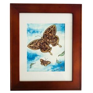 Rachel Walker Butterfly Clockwork Signed Framed Art